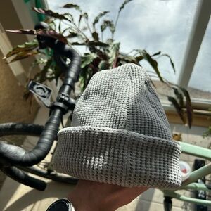 Gray Waffle Knit Beanie